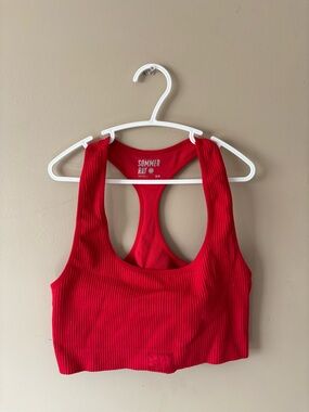 Sommer Ray Red Ribbed Racerback Crop Top